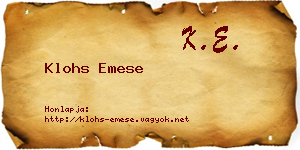 Klohs Emese névjegykártya